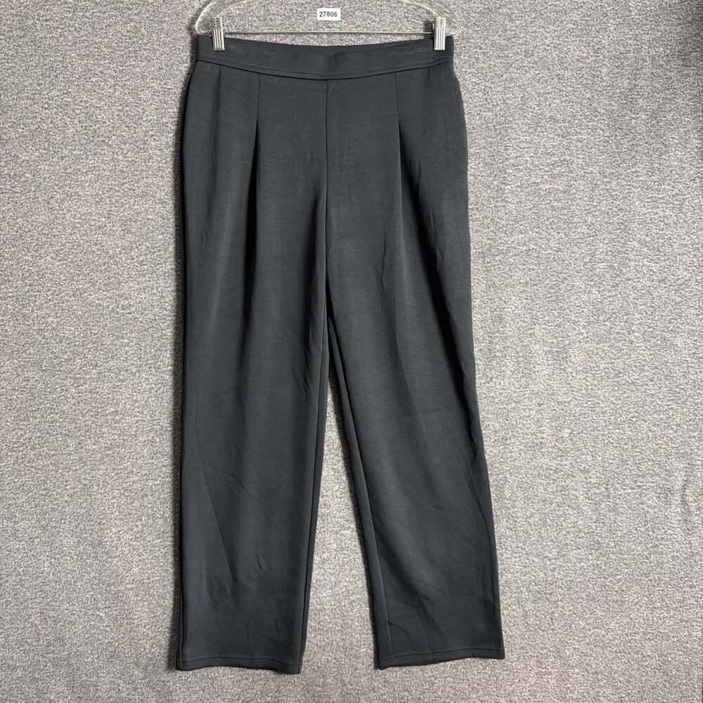 NWT OGL Women's Size Large Gray Modal Soft Mid-Rise Straight Leg Pleated Pants